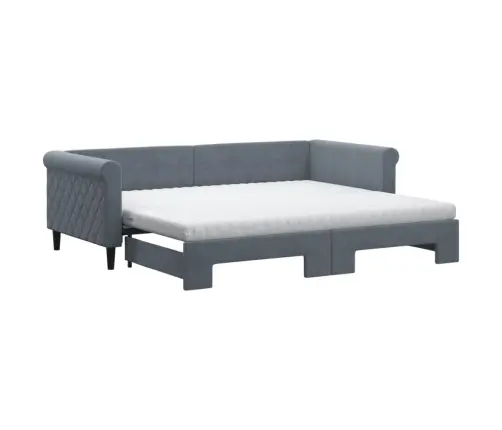 Diivanvoodi Väljatõmmatava Osaga, Tumehall 90X200 cm Samet