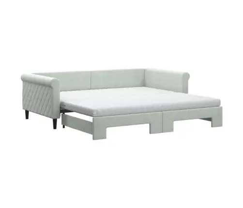 Diivanvoodi Väljatõmmatava Osaga, Helehall, 100X200 cm Samet