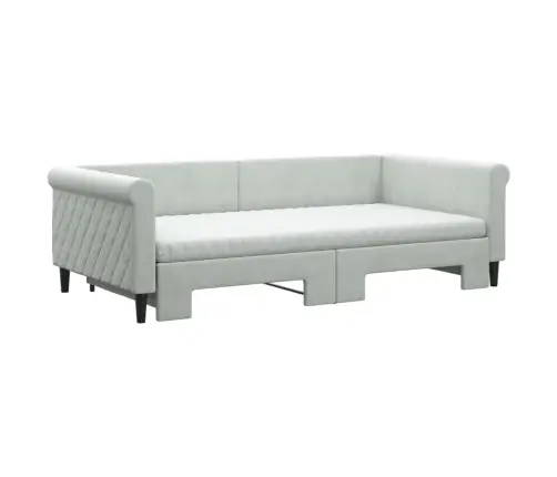 Diivanvoodi Väljatõmmatava Osaga, Helehall, 100X200 cm Samet