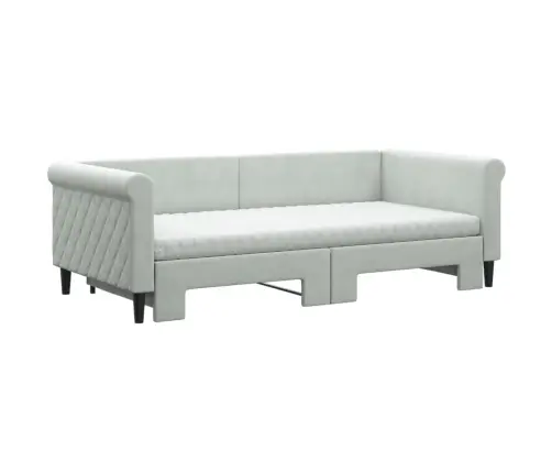 Lova Su Ištraukiama Dalimi/Čiužiniu, Pilka, 90X190cm Aksomas