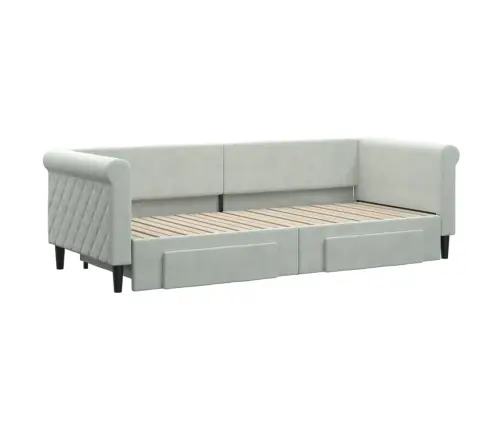 Izvelkams Dīvāns Ar Atvilktnēm, Gaiši Pelēks, 80X200 Cm, Samts Vidaxl