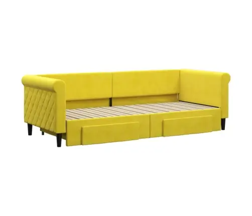Diivanvoodi Väljatõmmatava Osaga, Kollane, 80X200 cm Samet