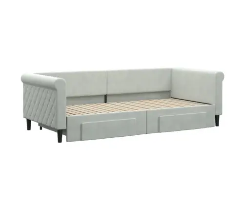 Väljatõmmatav Diivanvoodi, Helehall, 90X200 cm Samet