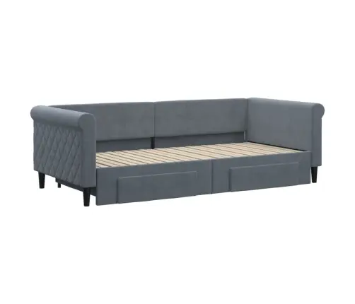 Gulta Ar Atvilktnēm, Bez Matrača, Tumši Pelēks, 90X200 Cm Vidaxl