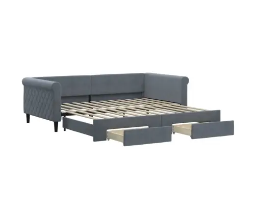 Gulta Ar Atvilktnēm, Bez Matrača, Tumši Pelēks, 100X200 Cm Vidaxl