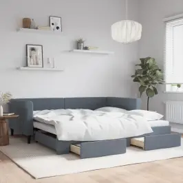 Gulta Ar Atvilktnēm, Bez Matrača, Tumši Pelēks, 100X200 Cm Vidaxl