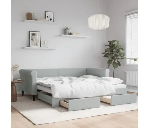 Kušetė Su Dėtuvėmis Ir Stalčiais Be Čiužinio Šviesiai Pilka