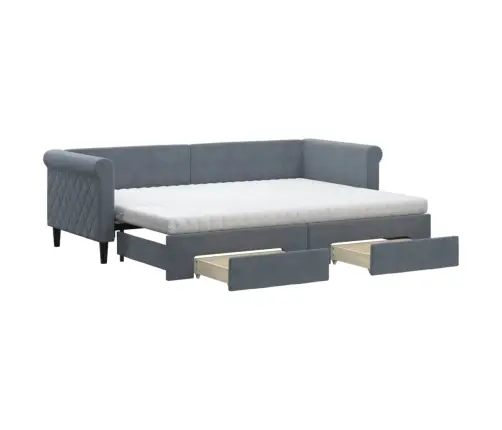 Izvelkams Dīvāns Ar Atvilktnēm, Tumši Pelēks, 80X200 Cm, Samts Vidaxl