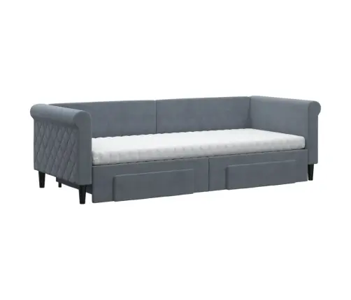 Izvelkams Dīvāns Ar Atvilktnēm, Tumši Pelēks, 80X200 Cm, Samts Vidaxl