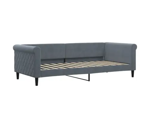 Diivanvoodi Väljatõmmatav/Sahtlitega Tumehall 90X200 cm Samet