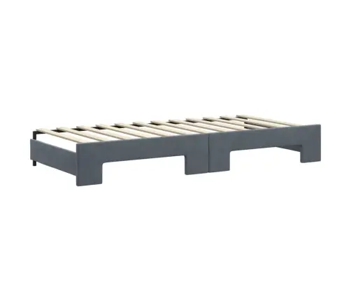 Diivanvoodi Väljatõmmatav/Sahtlitega Tumehall 90X200 cm Samet