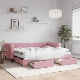 Izvelkams Dīvāns Ar Atvilktnēm, Rozā, 90X200 Cm, Samts Vidaxl Izvelkams Dīvāns Ar Atvilktnēm, Rozā, 90X200 Cm, Samts Vidaxl