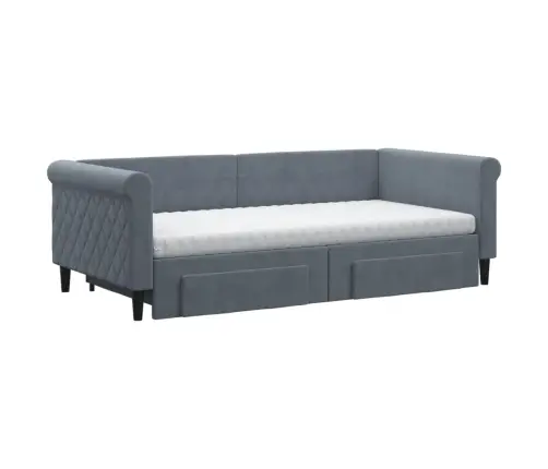 Izvelkams Dīvāns Ar Atvilktnēm, Tumši Pelēka, 90X190 Cm, Audums Vidaxl