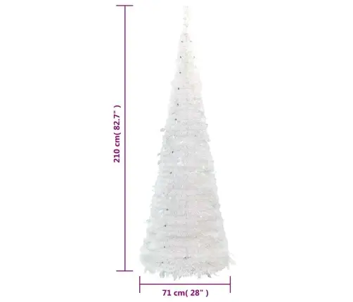 Išskleidžiama Dirbtinė Kalėdų Eglutė, Balta, 210cm 200 Led