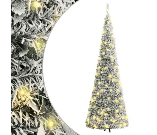 Išskleidžiama Dirbtinė Kalėdų Eglutė Su Sniegu, 150cm 100 Led