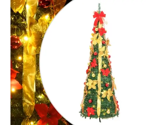 Išskleidžiama Dirbtinė Kalėdų Eglutė, Žalia, 150cm 100 Led