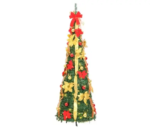 Išskleidžiama Dirbtinė Kalėdų Eglutė, Žalia, 150cm 100 Led
