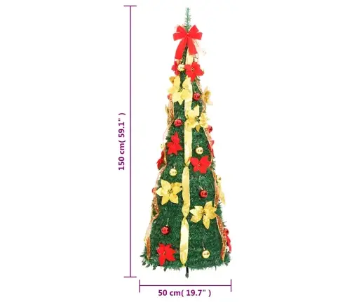 Išskleidžiama Dirbtinė Kalėdų Eglutė, Žalia, 150cm 100 Led