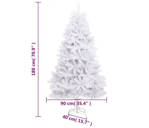 Mākslīgā Ziemassvētku Egle Ar Statīvu, Balta, 180 Cm Vidaxl