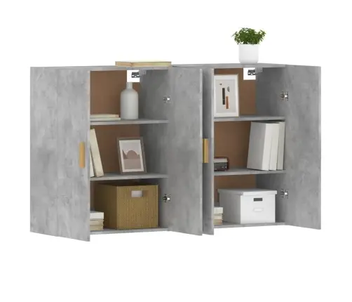 Sienas Skapīši, 2 Gab., Betona Pelēki, Inženierijas Koks Vidaxl