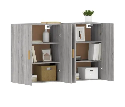 Sienas Skapīši 2 Gab., Pelēka Ozolkoka Krāsa, Inženierijas Koks Vidaxl