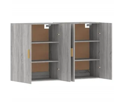 Sienas Skapīši 2 Gab., Pelēka Ozolkoka Krāsa, Inženierijas Koks Vidaxl