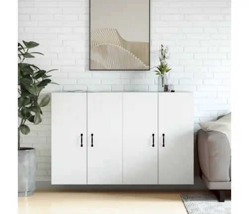 Sienas Skapīši, 2 Gab., Balti, Inženierijas Koks Vidaxl