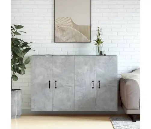 Prie Sienos Montuojamos Spintelės, 2Vnt., Betono, Mediena Prie Sienos Montuojamos Spintelės, 2Vnt., Betono, Mediena