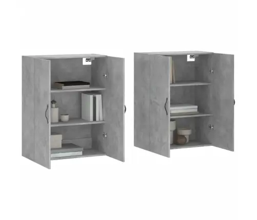 Prie Sienos Montuojamos Spintelės, 2Vnt., Betono, Mediena Prie Sienos Montuojamos Spintelės, 2Vnt., Betono, Mediena