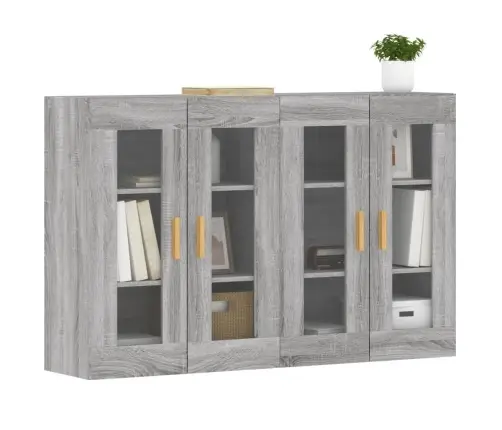 Sienas Skapīši 2 Gab., Pelēka Ozolkoka Krāsa, Inženierijas Koks Vidaxl