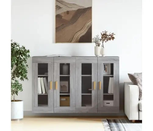 Sienas Skapīši 2 Gab., Pelēka Ozolkoka Krāsa, Inženierijas Koks Vidaxl