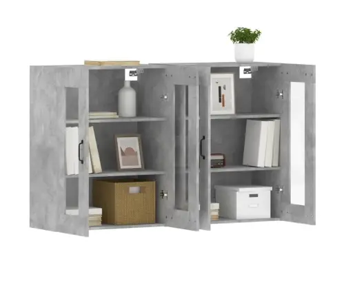 Sienas Skapīši, 2 Gab., Betona Pelēki, Inženierijas Koks Vidaxl