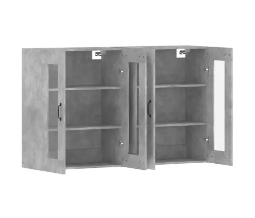 Sienas Skapīši, 2 Gab., Betona Pelēki, Inženierijas Koks Vidaxl