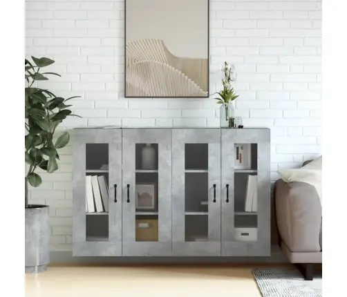 Sienas Skapīši, 2 Gab., Betona Pelēki, Inženierijas Koks Vidaxl