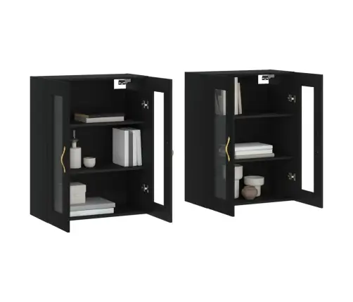Sienas Skapīši, 2 Gab., Melni, Inženierijas Koks Vidaxl