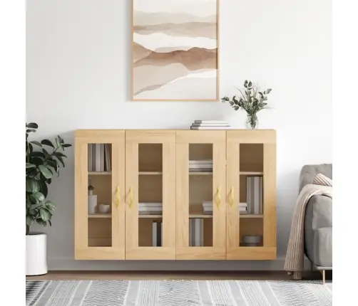 Prie Sienos Montuojamos Spintelės, 2Vnt., Ąžuolo, Mediena Prie Sienos Montuojamos Spintelės, 2Vnt., Ąžuolo, Mediena