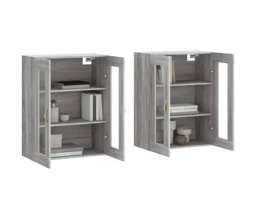 Prie Sienos Montuojamos Spintelės, 2Vnt., Pilkos, Mediena