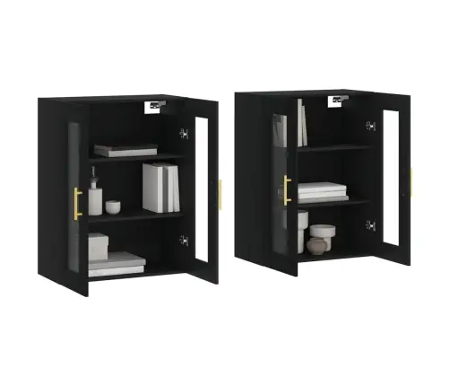 Sienas Skapīši, 2 Gab., Melni, Inženierijas Koks Vidaxl