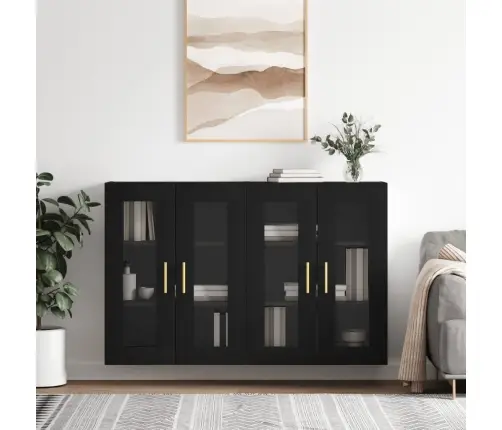 Sienas Skapīši, 2 Gab., Melni, Inženierijas Koks Vidaxl