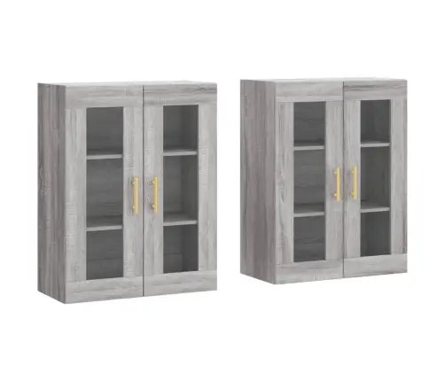 Sienas Skapīši 2 Gab., Pelēka Ozolkoka Krāsa, Inženierijas Koks Vidaxl