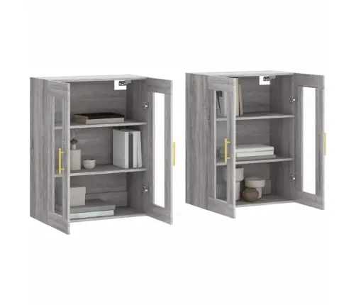 Sienas Skapīši 2 Gab., Pelēka Ozolkoka Krāsa, Inženierijas Koks Vidaxl