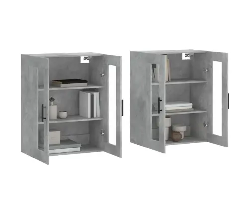 Sienas Skapīši, 2 Gab., Betona Pelēki, Inženierijas Koks Vidaxl