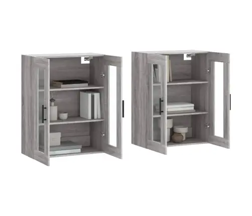 Sienas Skapīši 2 Gab., Pelēka Ozolkoka Krāsa, Inženierijas Koks Vidaxl Sienas Skapīši 2 Gab., Pelēka Ozolkoka Krāsa, Inženierijas Koks Vidaxl