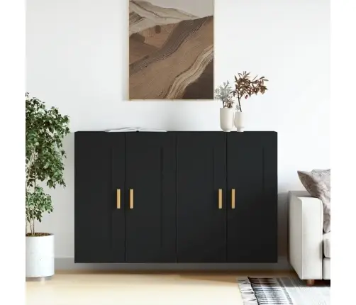 Prie Sienos Montuojamos Spintelės, 2Vnt., Juodos, Mediena