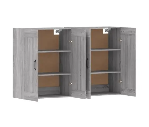 Sienas Skapīši 2 Gab., Pelēka Ozolkoka Krāsa, Inženierijas Koks Vidaxl