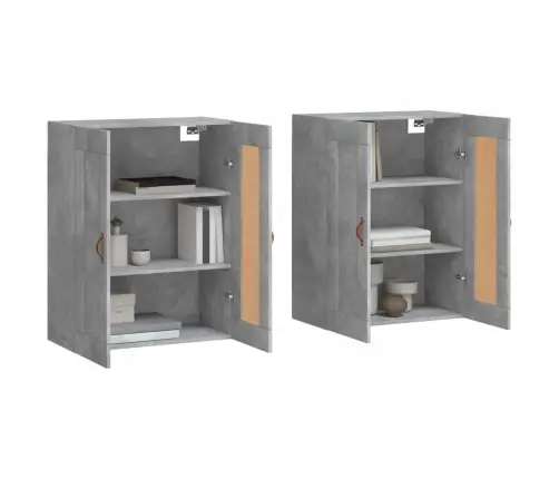 Sienas Skapīši, 2 Gab., Betona Pelēki, Inženierijas Koks Vidaxl