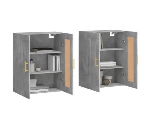Sienas Skapīši, 2 Gab., Betona Pelēki, Inženierijas Koks Vidaxl