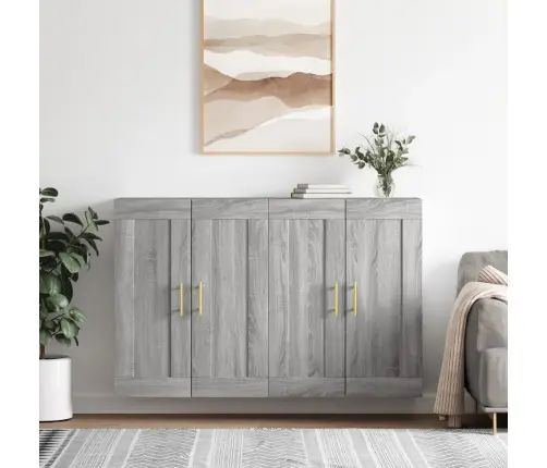 Sienas Skapīši 2 Gab., Pelēka Ozolkoka Krāsa, Inženierijas Koks Vidaxl