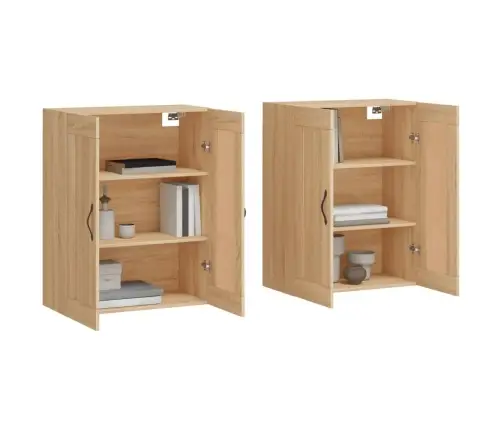 Sienas Skapīši 2 Gab., Ozolkoka Krāsa, Inženierijas Koks Vidaxl