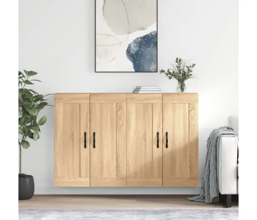 Sienas Skapīši 2 Gab., Ozolkoka Krāsa, Inženierijas Koks Vidaxl